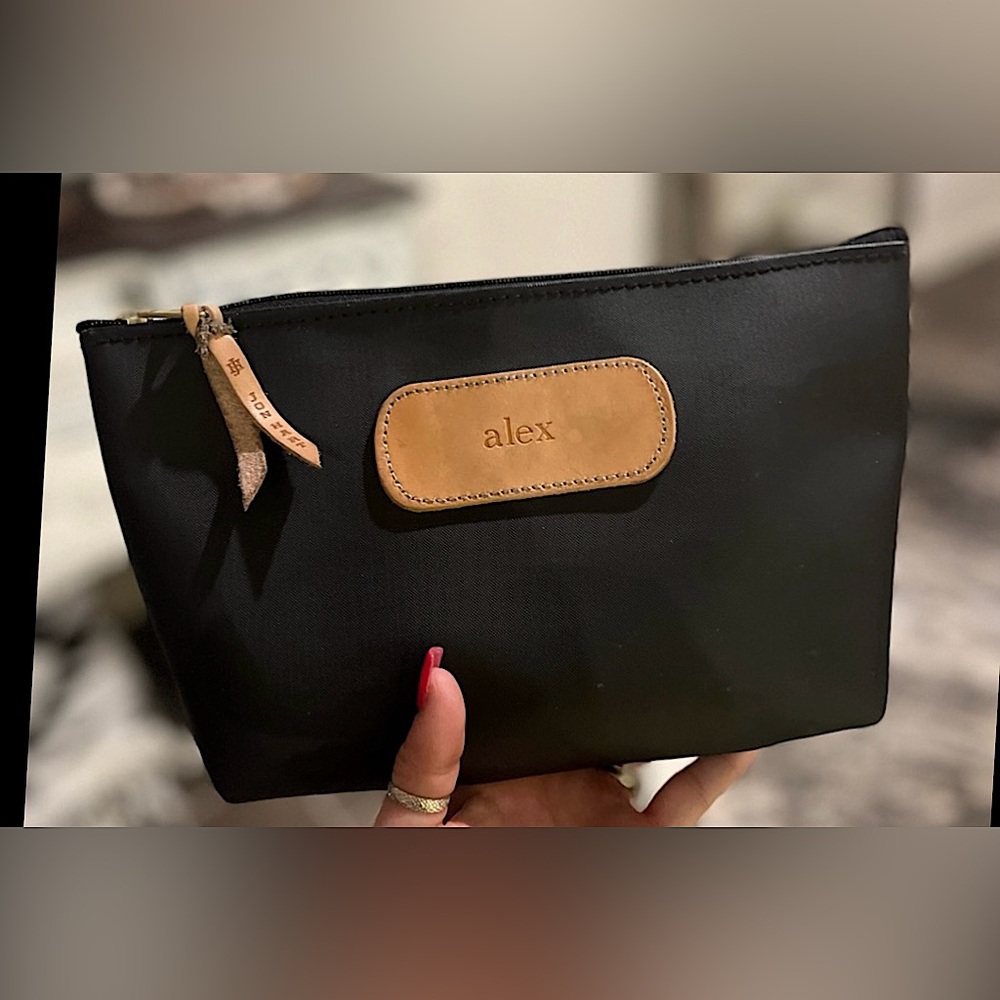Jon Hart Black Coated Canvas Grande Cosmetic Bag